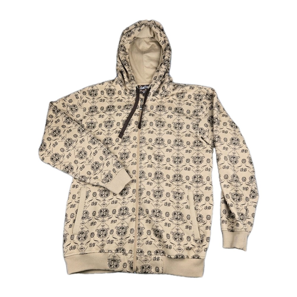 Vintage Y2K Southpole Paisley Monogram AOP Zip Hoodie Size Large Pinkman Skater